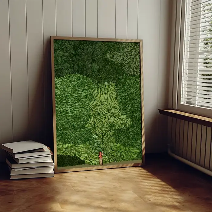 Affiche murale d'exploration de la forêt verte nordique