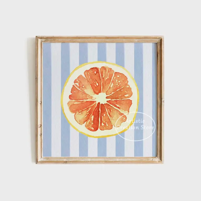 ChimColorful-Affiche de cuisine amusante, fruits, marché, orange, citron, peinture sur toile, art mu