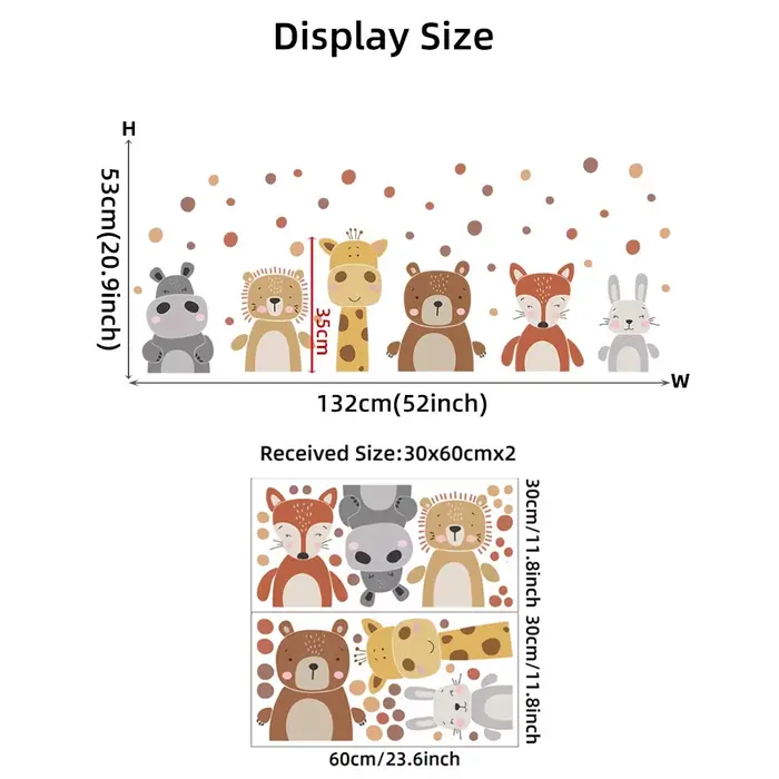 Boho mignon girafe ours animaux points autocollant mural pépinière vinyle enfants mur Art décalcoman