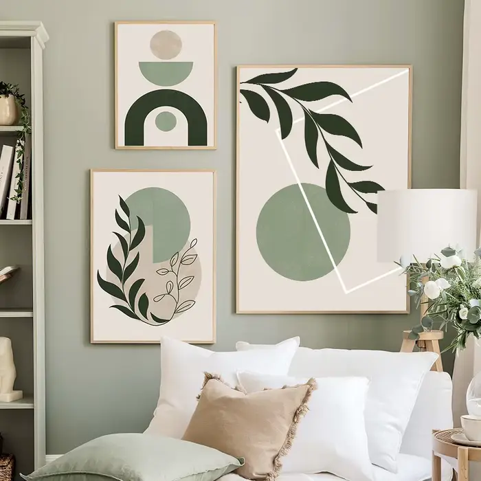 Impressions sur toile murales Boho vert sauge