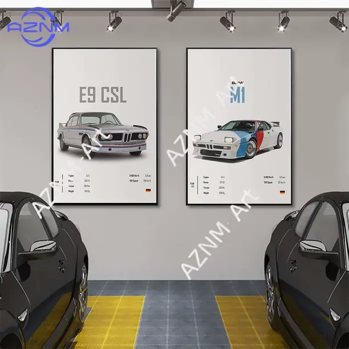 Lot d'affiches esthétiques de voitures allemandes rétro
