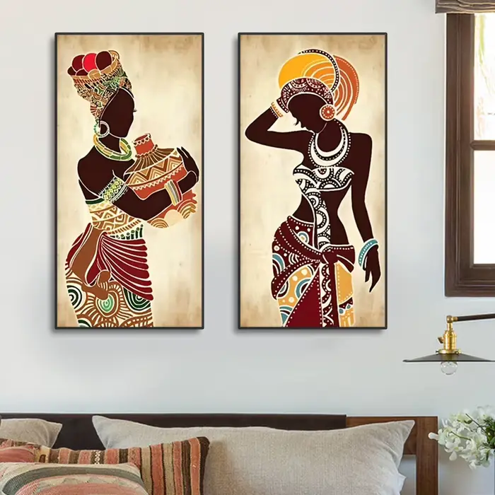 Toile de peinture ethnique de femme noire africaine