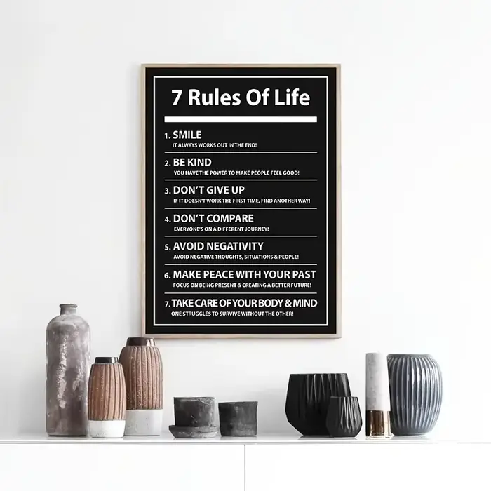 Affiche de citation de motivation de lettre de 7 règles de vie