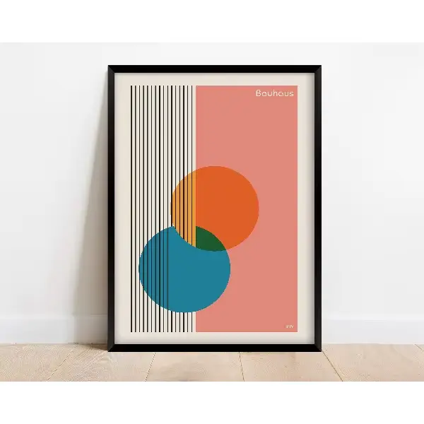 Affiche Bauhaus moderne du milieu du siècle, minimaliste, géométrique, Funky, peinture sur toile, ga