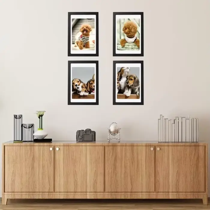 Cadres photo en bois noir A4 pour mur