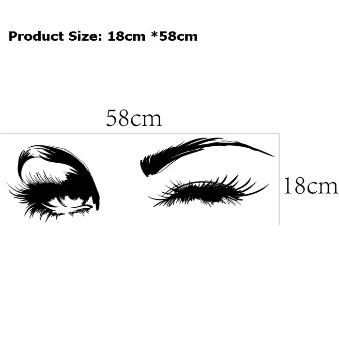Autocollants Muraux Yeux Charmants et Cils Éblouissants Décoration Murale Vinyle Adhésif Stickers Design Intérieur Chambre