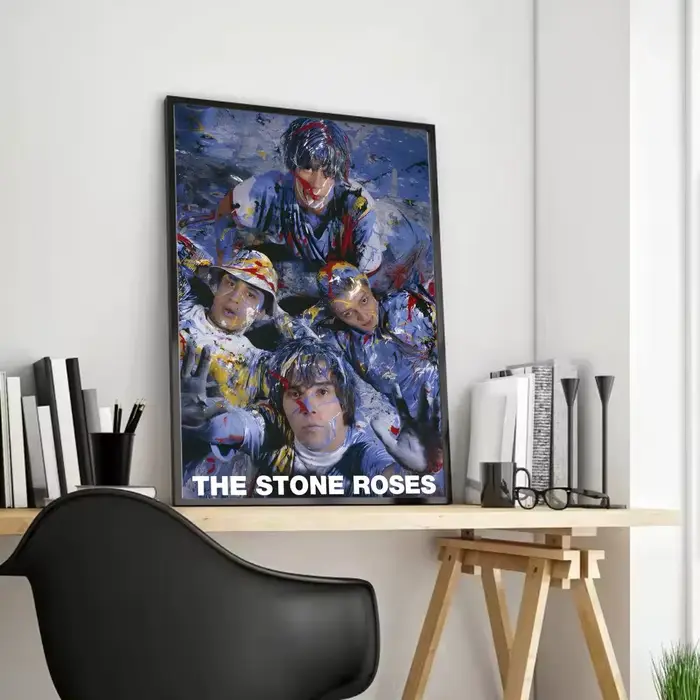 Affiche sur toile avec peinture et calligraphie de la groupe The S-Stone Roses
