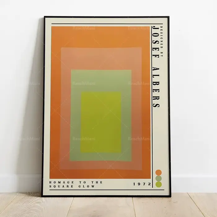 Affiche d'exposition de Josef Albers, peinture abstraite d'art, impression murale, impression de déc