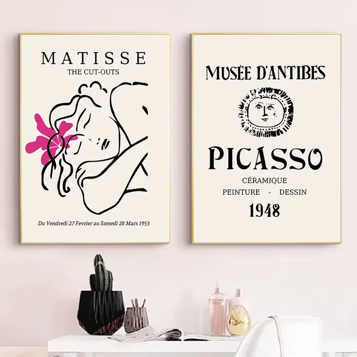 Toile d'art mural rose Matisse Bauhaus pour fille