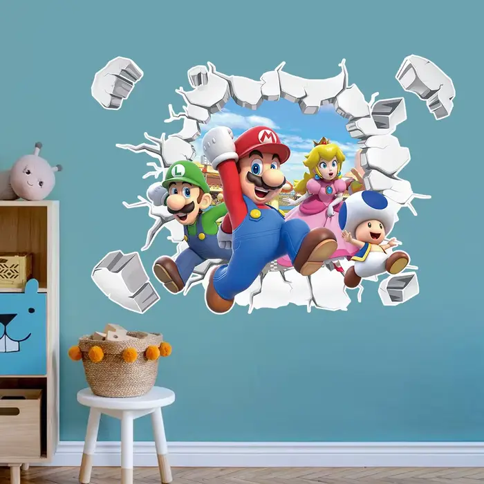 Sticker mural 3D Mario