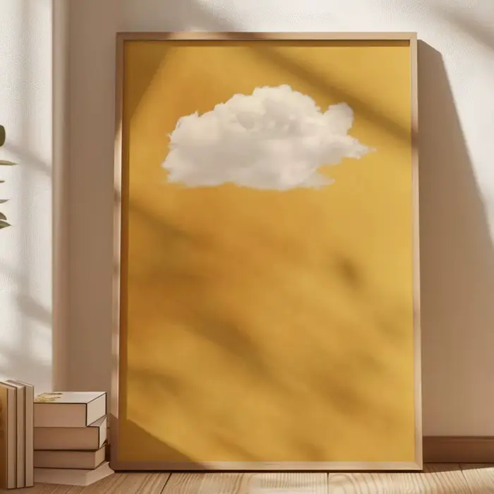 Impression d'art mural de nuage jaune sans cadre