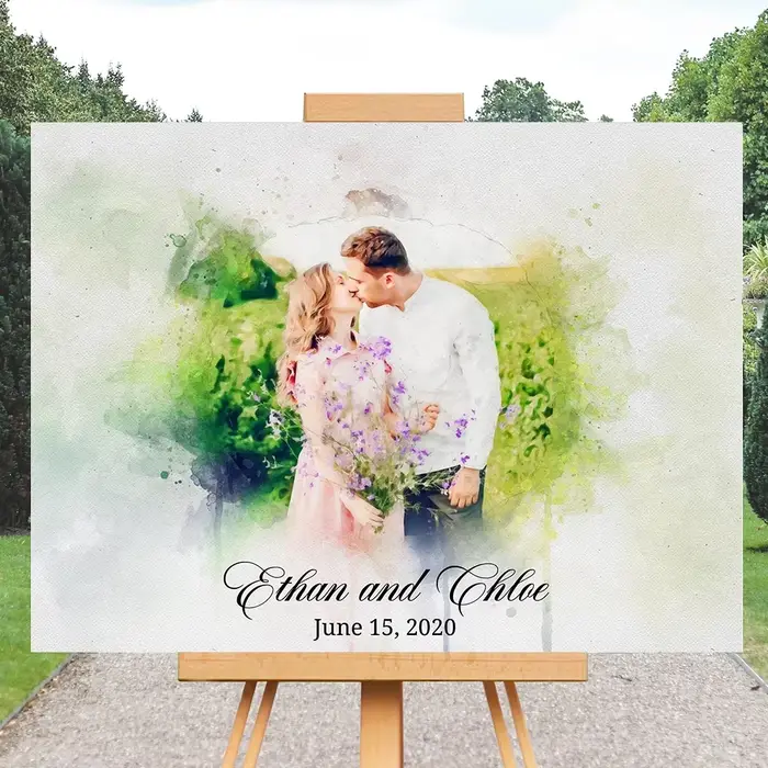Affiche de portrait de couple d'interconnexion unique