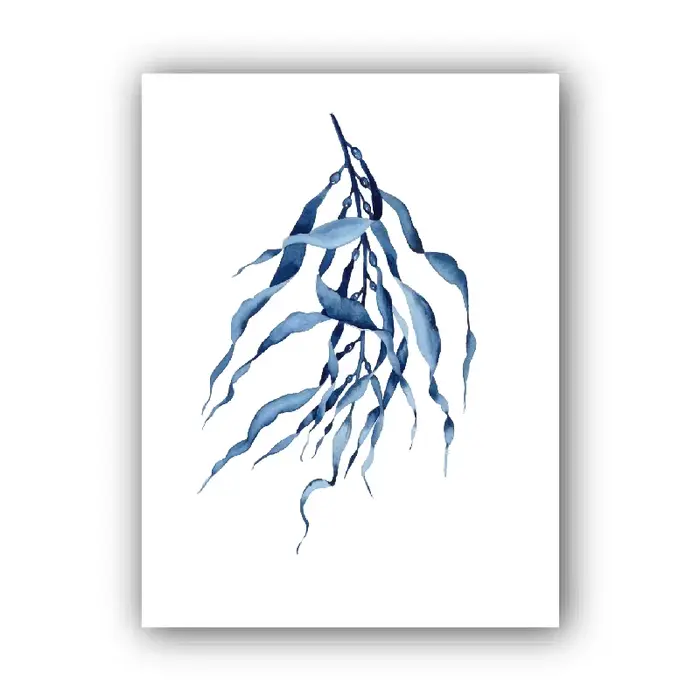 2026 Impression artistique aquarelle Corail bleu, Affiche algues bleues, Art mural côtier, Peinture 