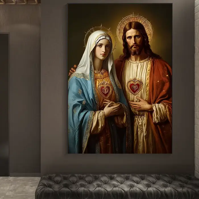 Toile de peinture religieuse chrétienne de jésus et de la vierge marie, cœur sacré, Saint enfant catholique, affiche d'art de jésus, décoration de maison chrétienne