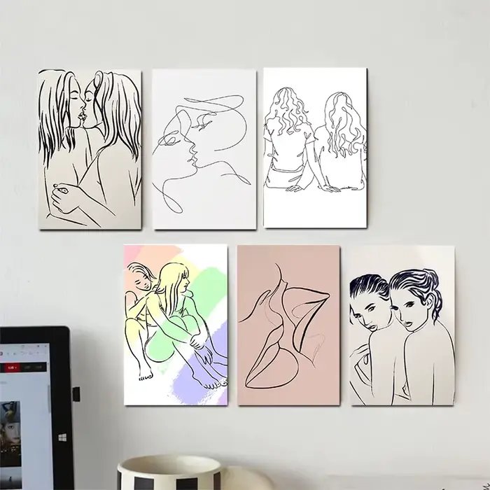 Affiche sur toile de peinture de ligne lesbienne