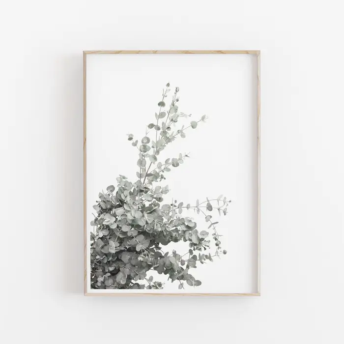 1PC/6PCS Affiche Botanique Nordique Minimaliste sur Toile, Peinture d'Art Feuilles d'Eucalyptus et d