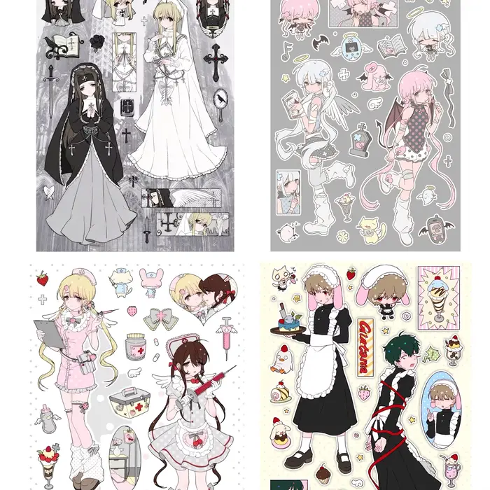 Autocollants mignons de style manga