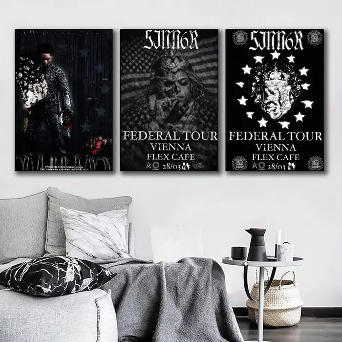 1PC Rapper S-SINN6R Peinture Calligraphie Moderne Affiche sur Toile Décoration Murale Esthétique pour Chambre