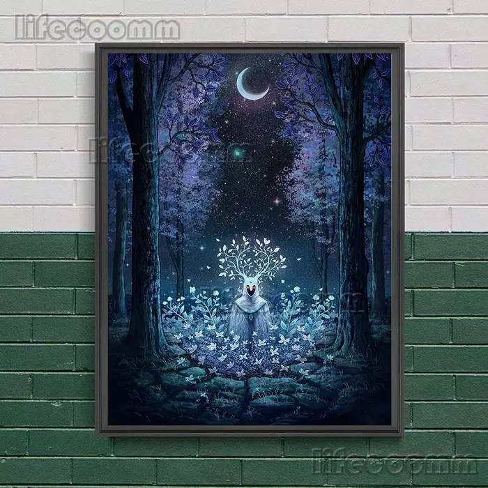 Toile d'art mural avec l'arbre de vie dans la forêt, peinture du gardien de la Jungle et de la forêt