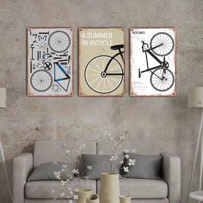 Panneaux Métalliques Rétro de Vélo
