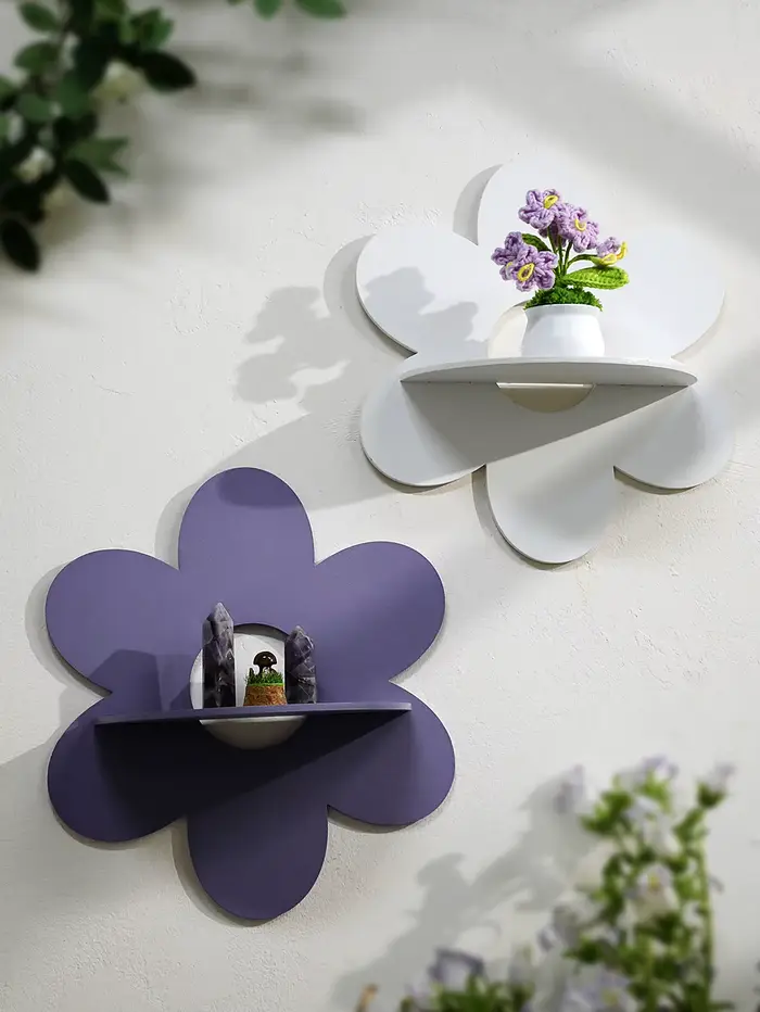 Étagères murales en bois en forme de fleur - Étagère décorative mignonne pour la chambre d'enfant