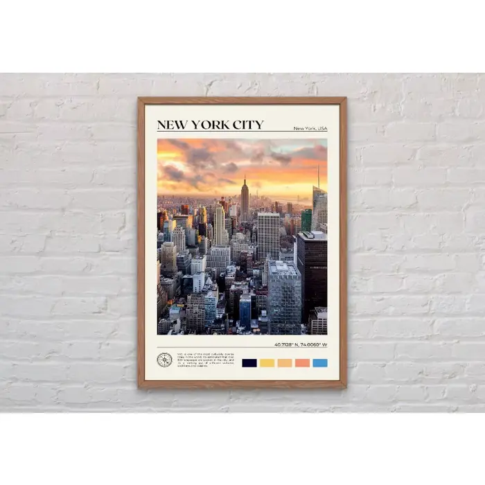 Affiche photo réelle de paysage de la ville de New York aux États-Unis, impression sur toile, peintu