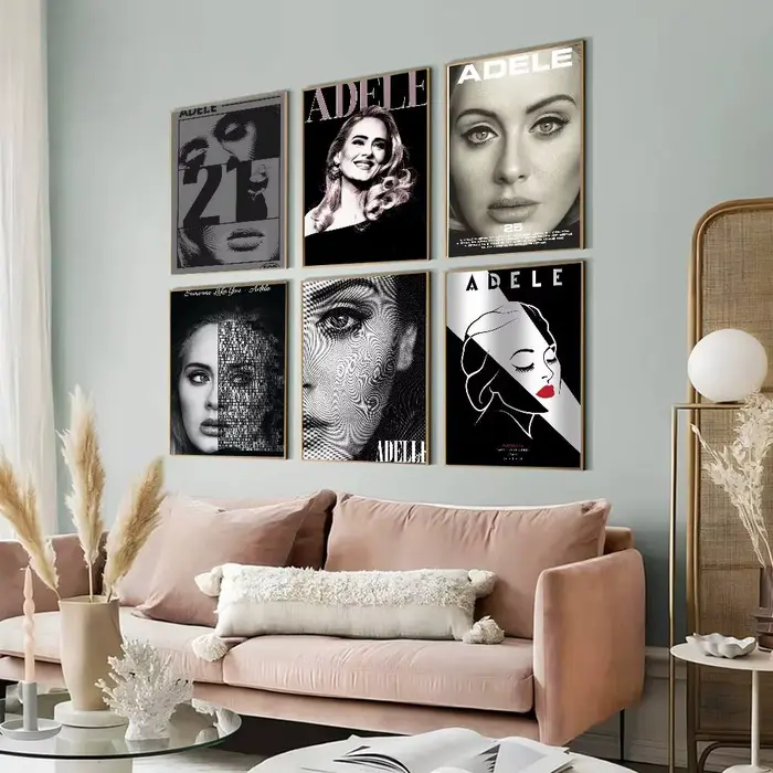 Affiches vintage classiques noires de la chanteuse Adele