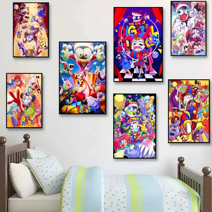 Affiches et impressions vintage de l'anime The Amazing Digital Circus, autocollants en papier imperméable, affiches pour café, bar, autocollants muraux
