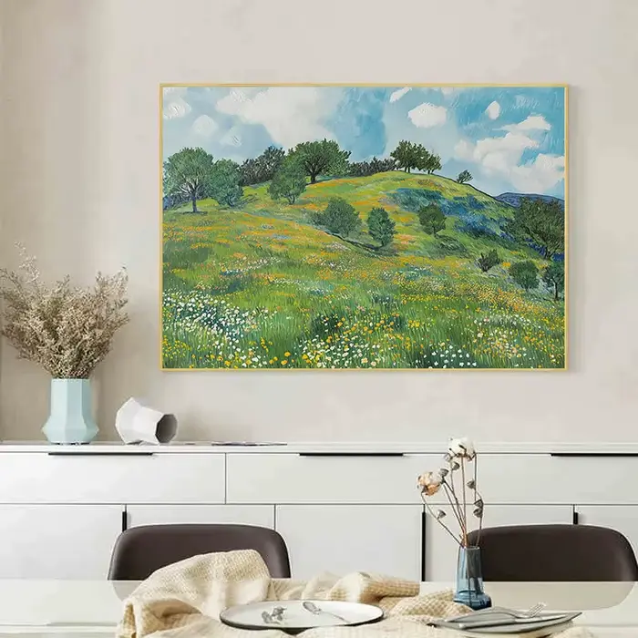 Affiche abstraite de champ de tournesol de Van Gogh