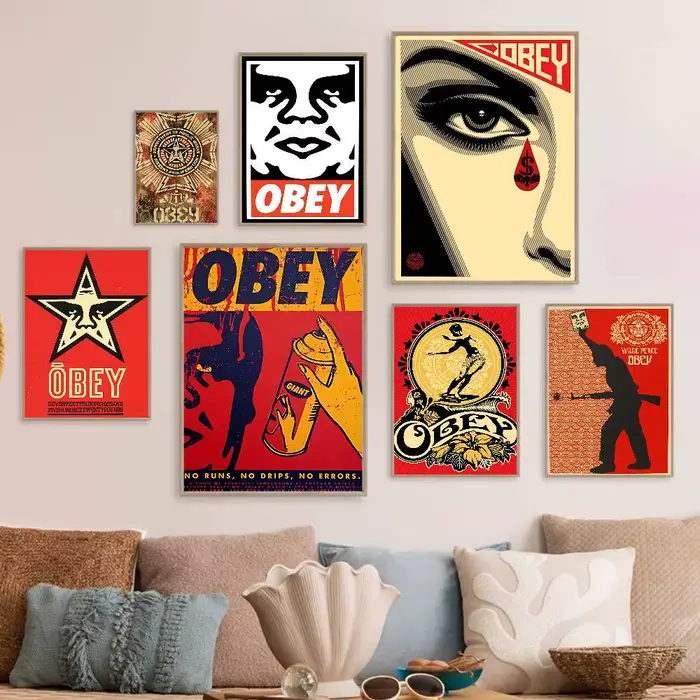 Affiches de dessin animé O-Obey avec LOGO de rue populaire