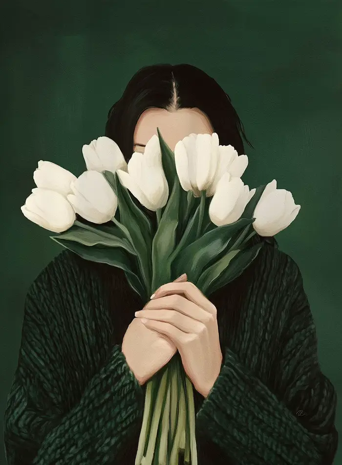 Affiche minimaliste abstraite pour femme, toile d'art mural avec Portrait de fleur, peinture imprimé