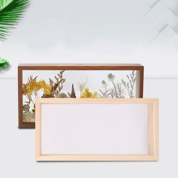 Cadre de boîte à ombre, cadre photo pour fleurs séchées, cadre d'affichage de fleurs séchées en bois