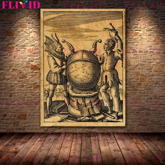 Affiche et imprimés d'art rétro mystérieux, peinture sur toile murale de connaissances médiévales po