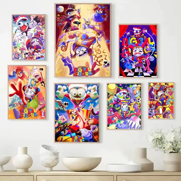 Affiches et impressions vintage de l'anime The Amazing Digital Circus, autocollants en papier imperméable, affiches pour café, bar, autocollants muraux