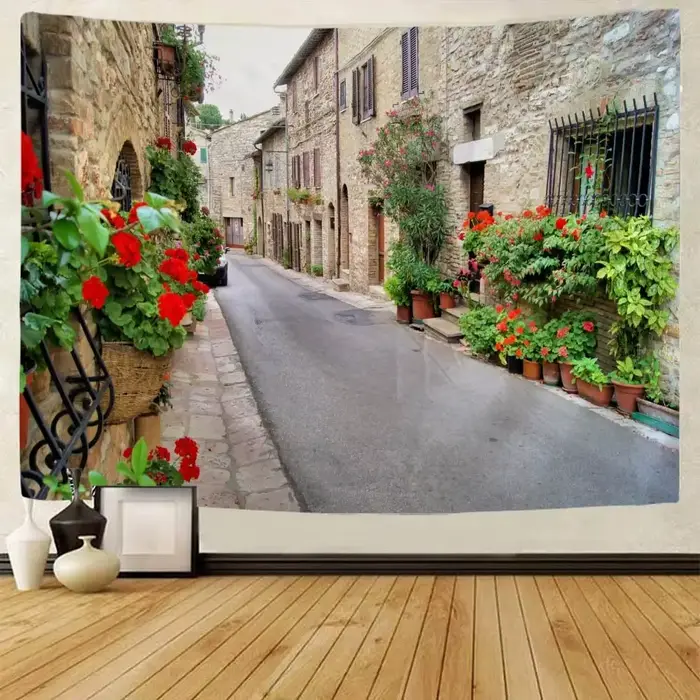 Bohème maison décoration murale salon Art tissu suspendu grand tapisserie imprimée rétro ville jardin paysage tenture