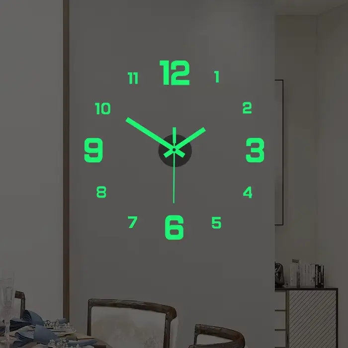 Reloj de pared Horloge murale lumineuse bricolage montre à Quartz horloges acrylique miroir autocollants Horloge murale décoration murale décoration de la maison chaude