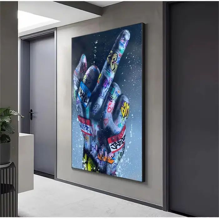 Rue Graffiti Moyen Doigt Gestes Mur Art Peinture Peint Affiches Et Impressions Salon Chambre Décorations Cadeaux