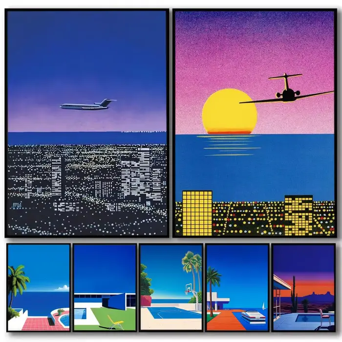 H-hiroshi Nagai œuvre peinture calligraphie haute qualité coton toile affiche mur Art pour salon café maison décor