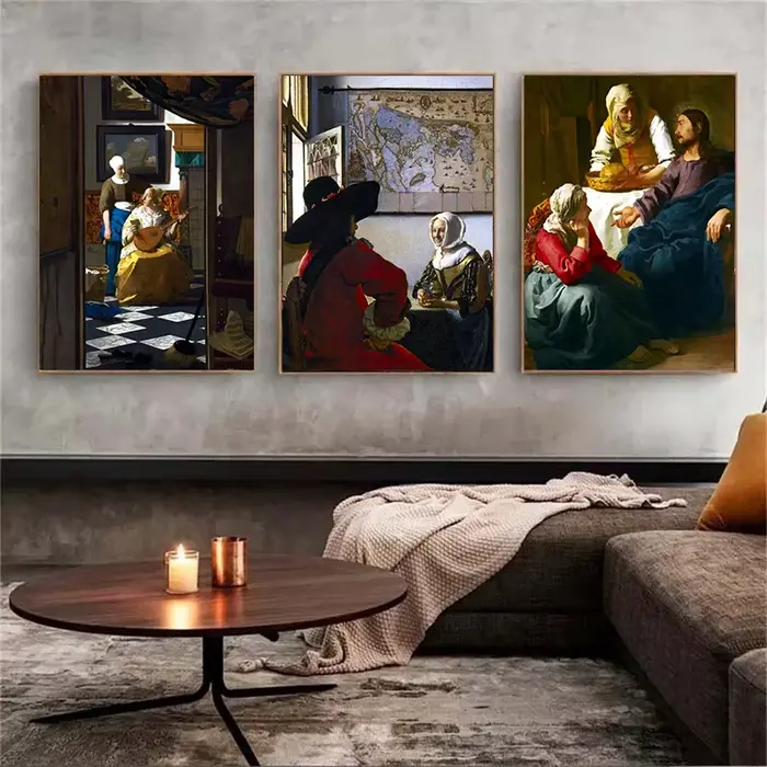 Johannes Vermeer œuvre d'art classique célèbre peinture toile affiche imprimer la fille de la maïde avec une perle boucle d'oreille murale pour la décoration intérieure