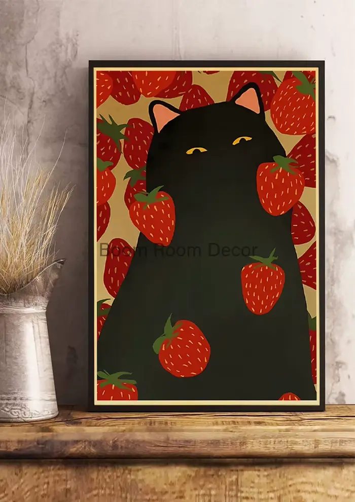Affiche en papier chat amoureux amusant et mignon