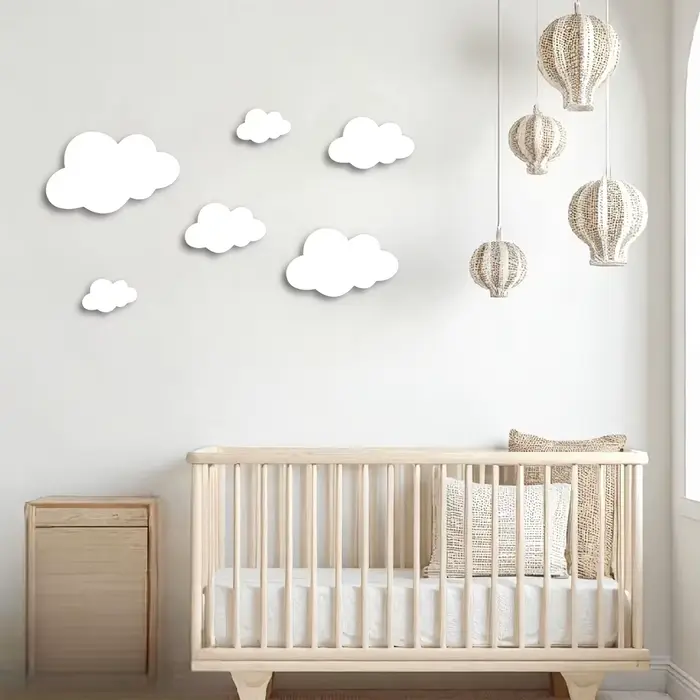 Lot de 3 décorations murales nuages en bois