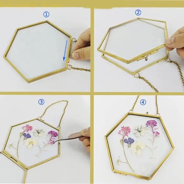 X7XD – cadre fleurs pressées en verre