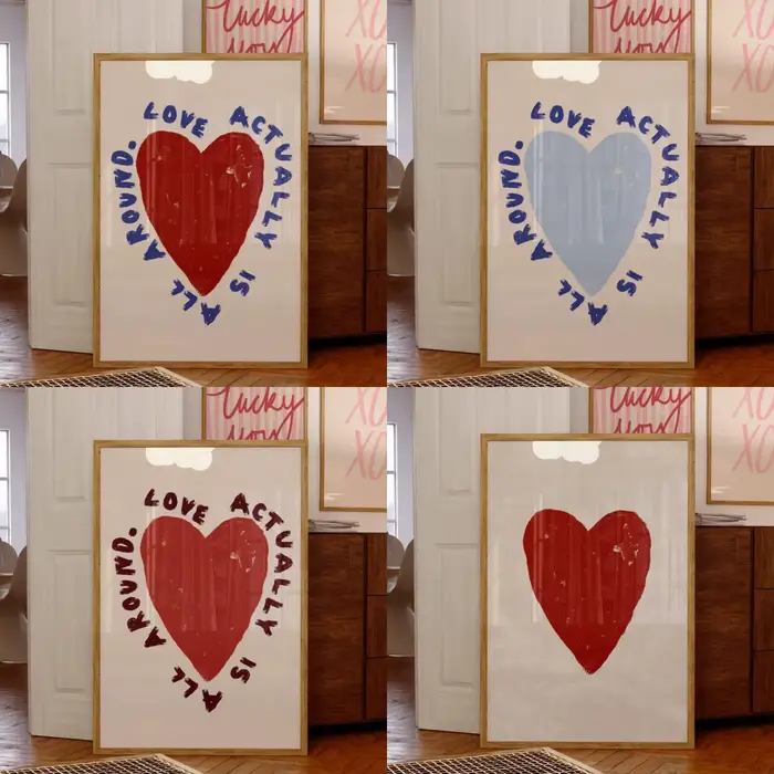 Affiche imprimée sur toile avec citation d'amour "Love Actuellement Around"