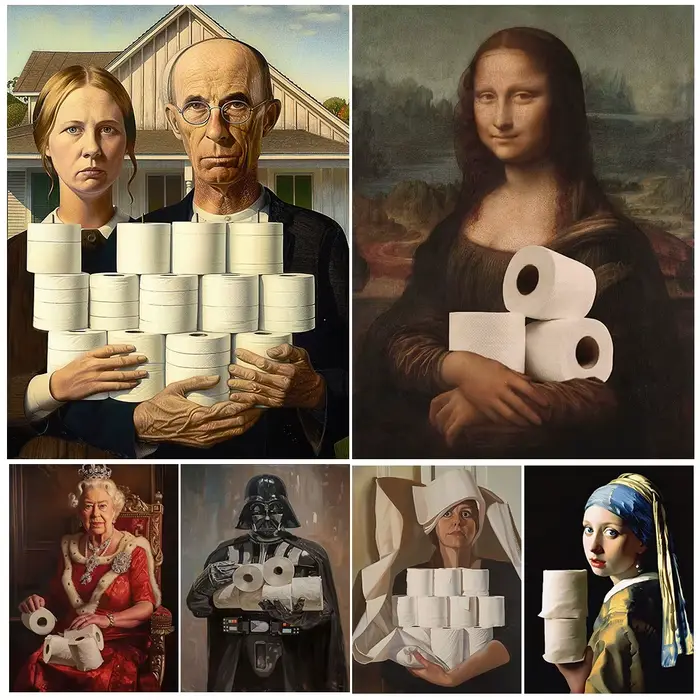 Affiche et impression d'art drôle de salle de bains et de toilettes