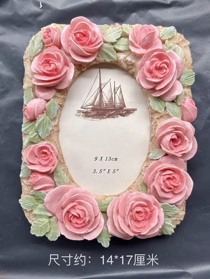 Cadre photo rose pour décoration de la maison, bibliothèque de bureau en résine artisanat