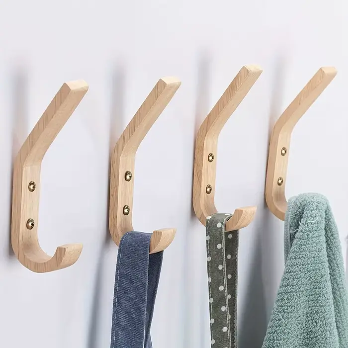 Patères en bois crochets muraux