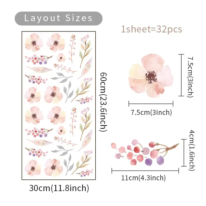Autocollant mural petite fleur style Bohème, décalcomanies murales pour salon chambre à coucher pépi