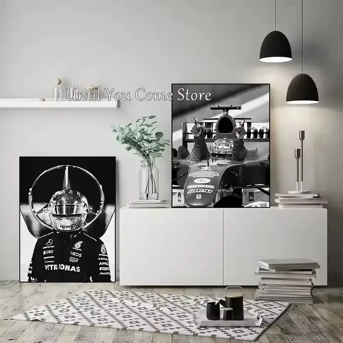 Affiche imprimée en noir et blanc de la série F1 Racing Driver, images sur toile pour la maison, décor mural moderne, peinture sans cadre