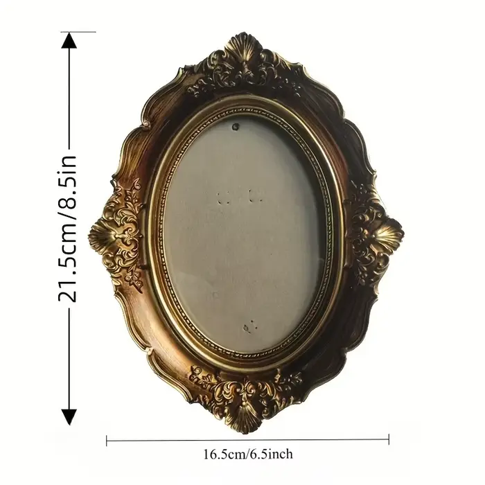 Cadre ovale d'inspiration Vintage de Six pouces, 1 pièce, Bronze et verre doré, pièce d'art et d'art