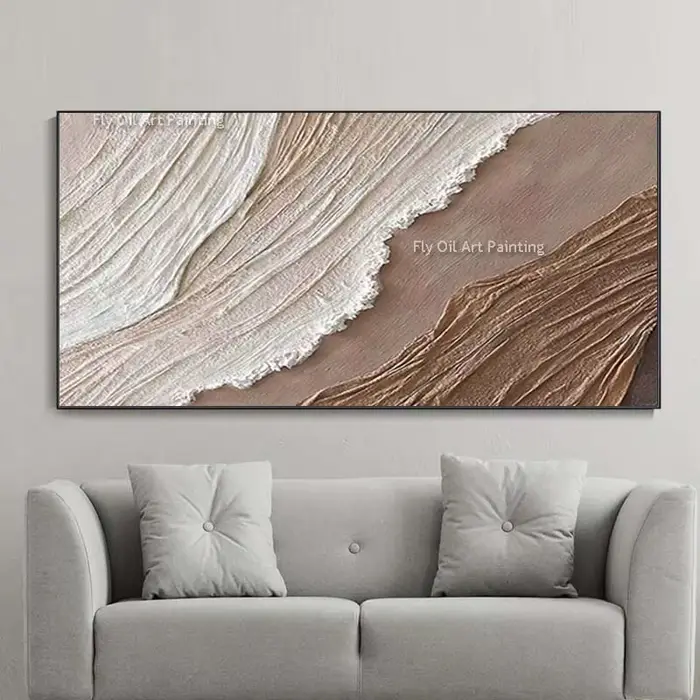 Peinture à l'huile d'optique texturée abstraite de vagues d'océan peinte à la main